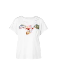T-Shirt mit Fischapplikation / Weiß