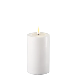 LED-Kerze Indoor 7,5cm x 12,5 cm Weiß / Weiß