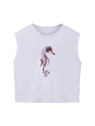 Wendepailletten T-Shirt mit Bio-Baumwolle / Violett