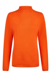 Damen Pullover Mockneck Cashmere / Orange