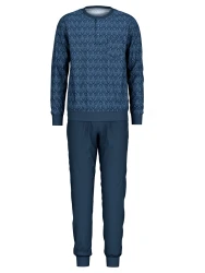 Herren Pyjama mit Bündchen / Blau