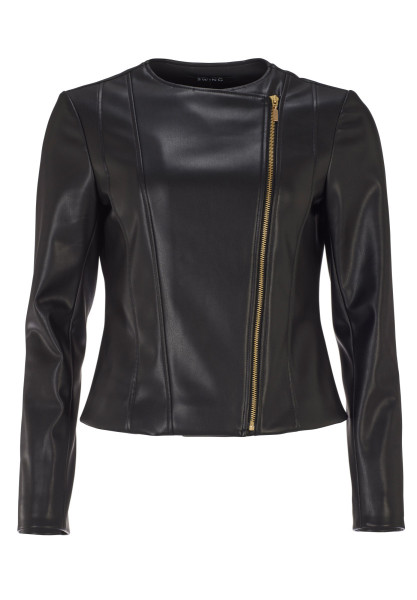 Damen Biker Jacke in Leder Optik