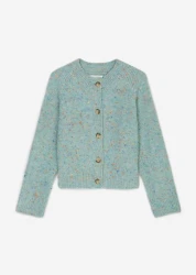 Damen Bouclé-Cardigan Relaxed / Türkis