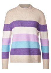 Damen Pullover mit Streifenmuster / Mehrfarbig