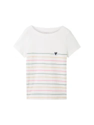 Damen T-Shirt mit Streifen / Weiß