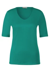 Damen Shirt in Unifarbe / Blau, Grün