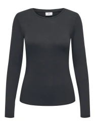 Damen Rundhalsshirt Basic / Schwarz