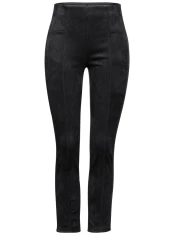 Damen Hose im Verlours-Look / Schwarz