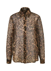 Bluse Animal-Print / Braun