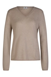 Damen Pullover mit V-Ausschnitt Cashmere / Taupe