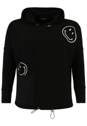 Curvy Sweatshirt mit Kapuze / Schwarz