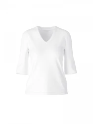 Damen Shirt aus Baumwoll-Ripp-Jersey / Weiß