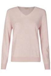 Damen Cashmere Pullover V-Ausschnitt / Rosa