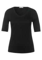 Damen Shirt in Unifarbe / schwarz