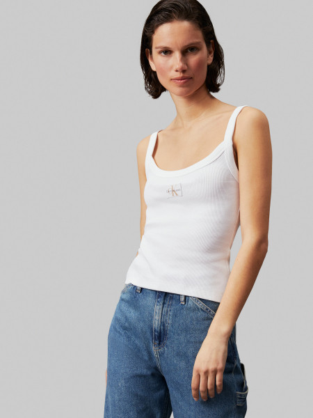 Damen Top WOVEN LABEL RIB