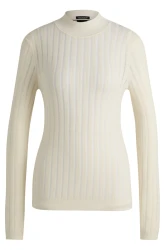 Damen Pullover mit Stehkragen / Creme