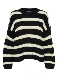 JDYJUSTY L/S STRIPE PULLOVER KNT NOOS / Schwarz