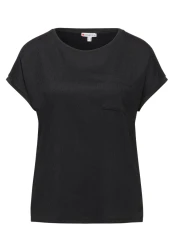 Damen T-Shirt Strukturmix / Schwarz
