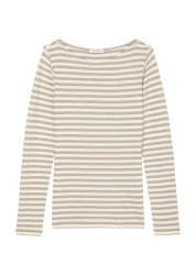 Damen Ringel-Longsleeve / Beige