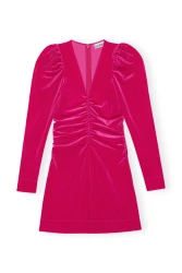 Gerafftes Minikleid aus rotem Samt-Jersey / Pink