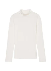 Damen Rollkragen-Longsleeve / Weiß