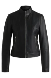 Damen Leder Jacke / Schwarz