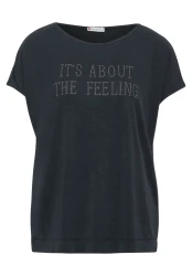 Damen T-Shirt mit Schriftzug / Schwarz