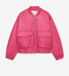 Wattierter Damen Bomber-Blouson relaxed aus recyceltem Nylon / Koralle