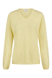 Damen Pullover mit V-Ausschnitt Cashmere / Gelb