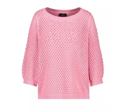 Damen Pullover in Ajourstrick / Pink