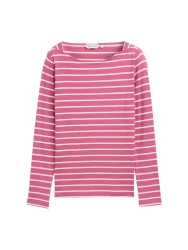 Damen Langarmshirt gestreift / Rosa