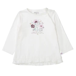 Baby Langarmshirt mit Blumen-Print / Weiß
