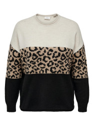 Curvy Pullover CARJADE ANIMAL LS / Beige