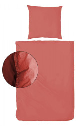 Renforce Bettwäsche stonewashed aus Baumwolle / Rot