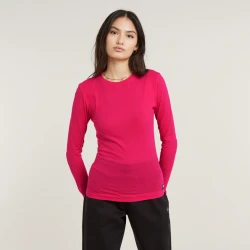 Ribbed shoulder panels slim r t l\s wmn / Rosa