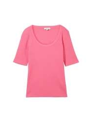 Damen T-Shirt rib wide crew neck / Pink