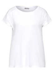 Damen T-Shirt mit Raffung / weiß