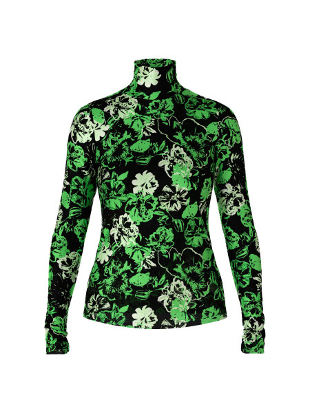 Damen Rollkragen-T-Shirt im Blumen-Dessin