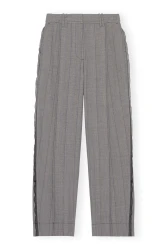 Damen Plissierte Anzughose mit Fischgrätmuster / Grau