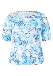 Damen T-Shirt mit Blumenmuster / Blau