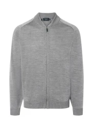 Herren Merino-Strickblouson / Grau