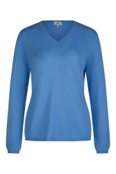 Damen Pullover mit V-Ausschnitt Cashmere / Blau