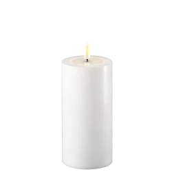 LED-Kerze Indoor 7,5 cm x 15 cm Weiß / Weiß