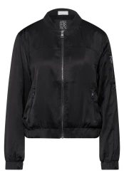 Damen Blouson Satin / schwarz