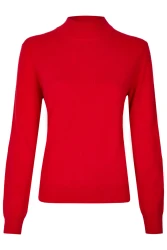 Damen Cashmere Pullover mit Stehkragen / Rot