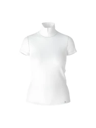 Damen T-Shirt mit geschlitztem Mock-Neck / Weiß
