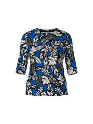 T-Shirt mit floralem Print / Blau