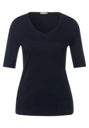 Damen Shirt in Unifarbe / dunkelblau