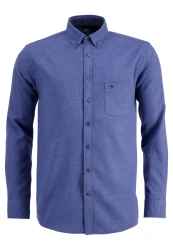 Flanellhemd mit durchgehender Knopfleiste / Blau