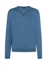 Herren Pullover aus Merinowolle / Blau